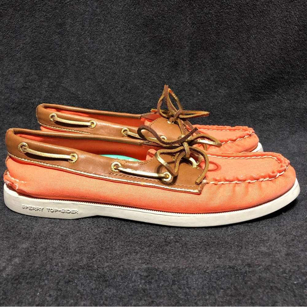 Milly For SPERRY Top Sider Women’s Sz 7 Loafers Boat Shoes Orange Casual Flats